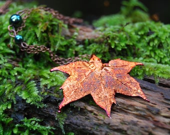 Fallen Copper Maple Leaf Necklace | REAL Maple Leaf Pendant | Electroformed Nature Jewelry | Autumn Woodland Charm | Gift for Women