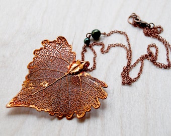 Medium Fallen Copper Cottonwood Leaf Necklace | Electroformed Jewelry | Copper Leaf Necklace | Nature Jewelry REAL Cottonwood Leaf Necklace