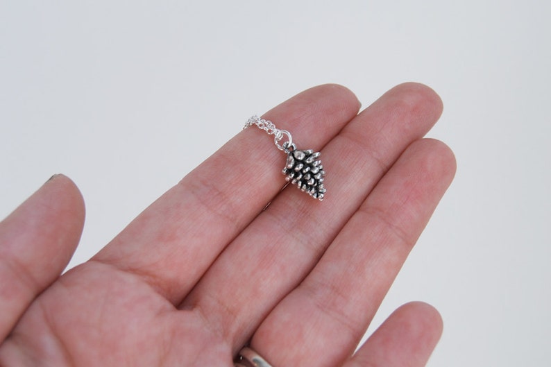 Delicate Silver Pine Cone Necklace Pinecone Necklace Silver Forest Pine Cone Charm Pine Cone Pendant image 3