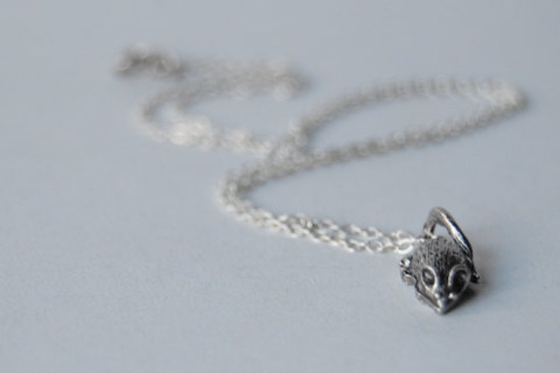 Teeny Tiny Mouse Necklace Cute Little Silver Mouse Charm Necklace Goblincore Rat Necklace image 2