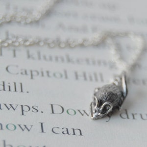 Teeny Tiny Mouse Necklace Cute Little Silver Mouse Charm Necklace Goblincore Rat Necklace image 4