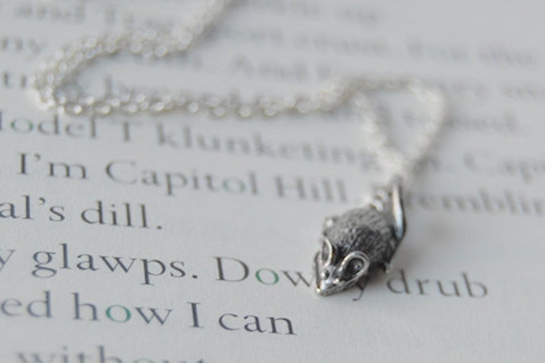 Teeny Tiny Mouse Necklace Cute Little Silver Mouse Charm Necklace Goblincore Rat Necklace image 4