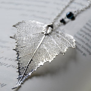 Large Fallen Silver Birch Leaf Necklace | REAL Birch Leaf | Silver Birch Necklace | Electroformed Leaf Jewelry | Silver Leaf Necklace