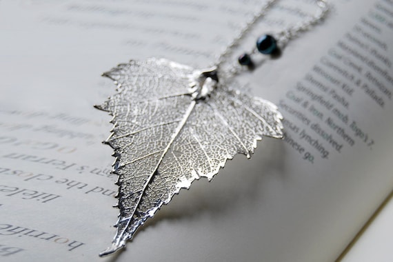 Large Fallen Silver Birch Leaf Necklace Real Birch Leaf Etsy