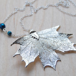 Medium Fallen Silver Maple Leaf Necklace Electroformed Jewelry Silver Maple Pendant Nature Jewelry REAL Maple Leaf Charm image 1