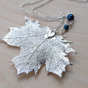 Medium Fallen Silver Maple Leaf Necklace Electroformed Jewelry Silver Maple Pendant Nature Jewelry REAL Maple Leaf Charm image 2