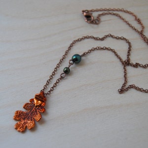Small Fallen Copper Oak Leaf Necklace | Electroformed Jewelry | Real Oak Leaf Pendant | Nature Jewelry | Copper Leaf Necklace