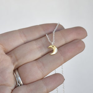 Golden Moon Necklace Little Crescent Moon Charm Necklace Lunar Jewelry image 3