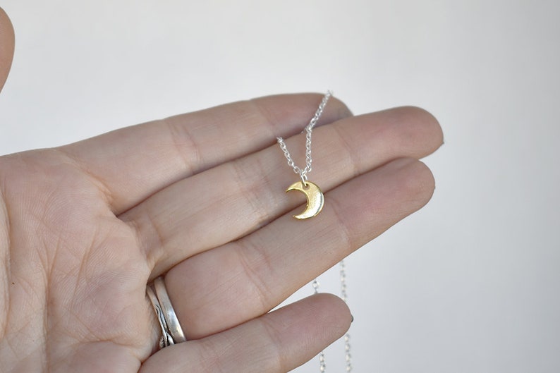 Golden Moon Necklace Little Crescent Moon Charm Necklace Lunar Jewelry image 3