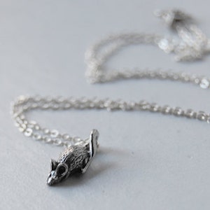 Teeny Tiny Mouse Necklace Cute Little Silver Mouse Charm Necklace Goblincore Rat Necklace image 3