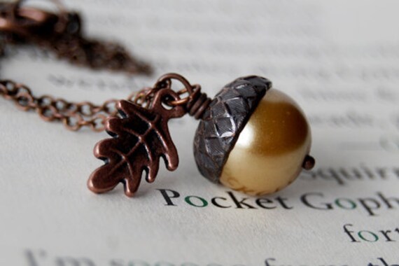 Etsy sale acorn necklace