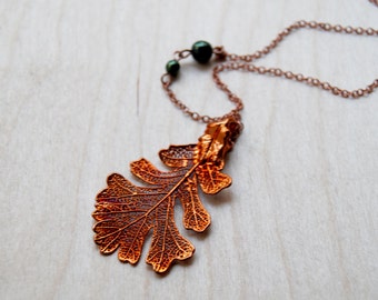 Medium Fallen Real Copper Oak Leaf Necklace | Electroformed Jewelry | Real Leaf Necklace | Nature Jewelry | REAL Oak Leaf Pendant