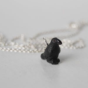 Little Black Raven Necklace | Black Bird Charm Necklace | Crow Pendant Necklace