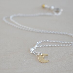 Golden Moon Necklace Little Crescent Moon Charm Necklace Lunar Jewelry image 7