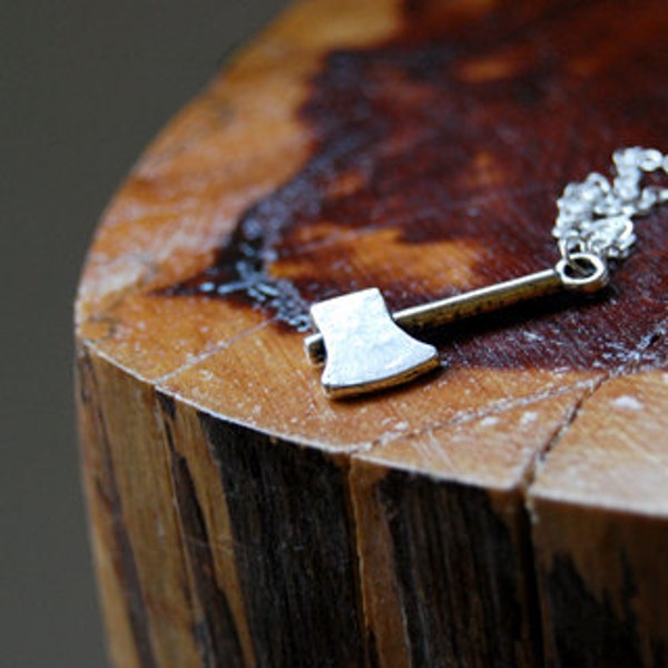 Lumberjack Necklace | Silver Axe Necklace | Cute Woodland Ax Charm Necklace | Forest Wilderness Axe Charm Necklace