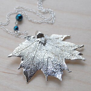 Medium Fallen Silver Maple Leaf Necklace Electroformed Jewelry Silver Maple Pendant Nature Jewelry REAL Maple Leaf Charm image 4