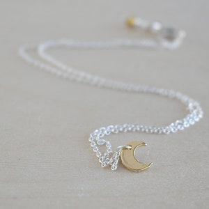 Golden Moon Necklace Little Crescent Moon Charm Necklace Lunar Jewelry image 5