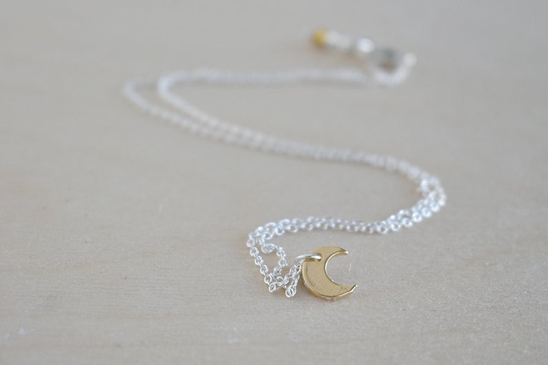 Golden Moon Necklace Little Crescent Moon Charm Necklace Lunar Jewelry image 5