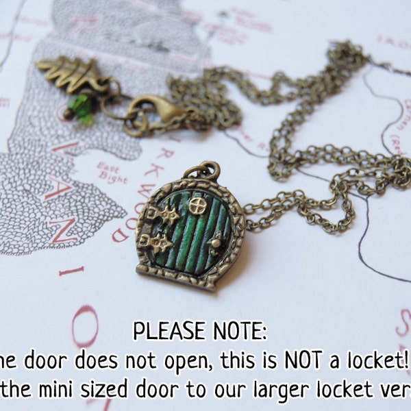 Small Green Door Necklace | Fantasy Door Necklace | Tolkien Brass Door Charm | *This is a smaller size, NOT A LOCKET*