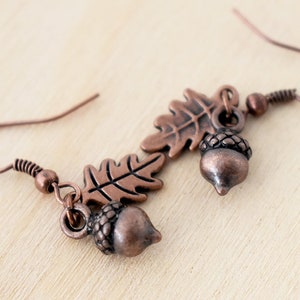 Copper Acorn Charm Earrings | Fall Acorn | Nature Jewelry | Woodland Acorn Earrings