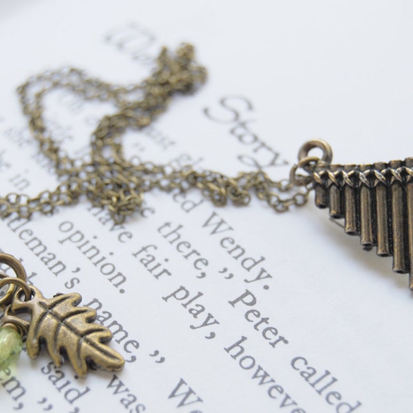 Peter Pan Flute Pipes Necklace | Cute Peter Pan Charm Necklace | Pan Pipes Pendant Necklace