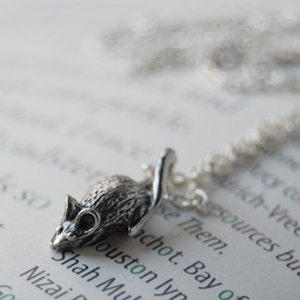 Teeny Tiny Mouse Necklace Cute Little Silver Mouse Charm Necklace Goblincore Rat Necklace image 1