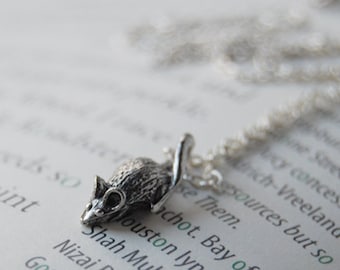 Teeny Tiny Mouse Necklace | Cute Little Silver Mouse Charm Necklace | Goblincore Rat Necklace