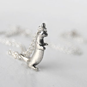 Tiny River Otter Necklace | Cute Silver Otter Charm Necklace | Otter Pendant
