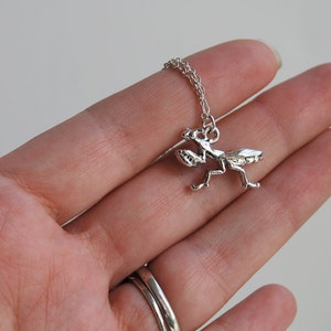 Praying Mantis Necklace Teeny Tiny Silver Praying Mantis Charm Necklace Cute Insect Bug Necklace image 5