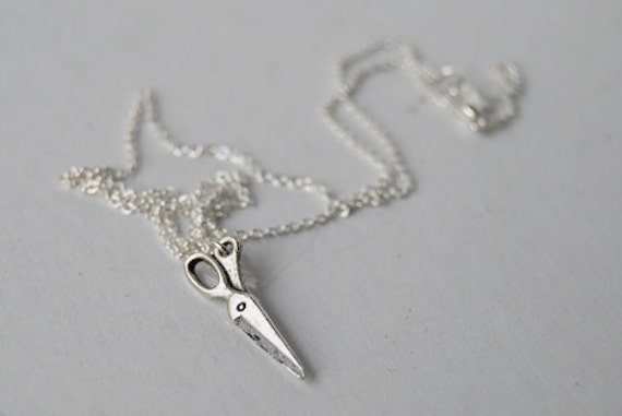 Teeny Scissor Necklace Cute Scissor Charm Necklace Silver Scissor