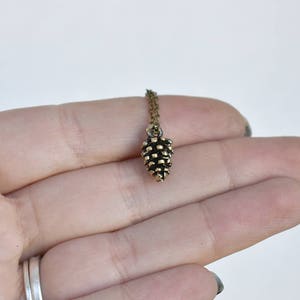 Little Brass Forest Pine Cone Necklace Pinecone Necklace Fall Pine Cone Charm Pine Cone Pendant image 6