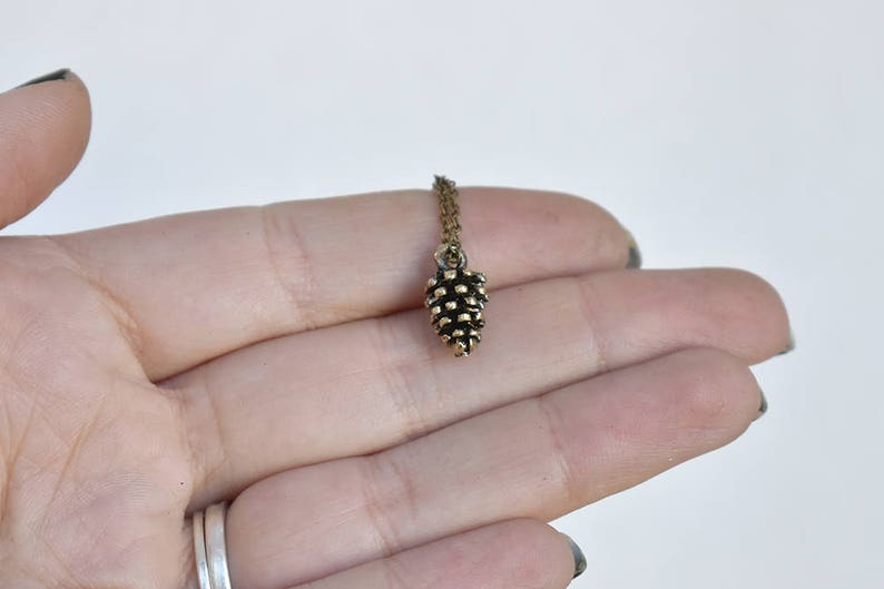 Little Brass Forest Pine Cone Necklace Pinecone Necklace Fall Pine Cone Charm Pine Cone Pendant image 6