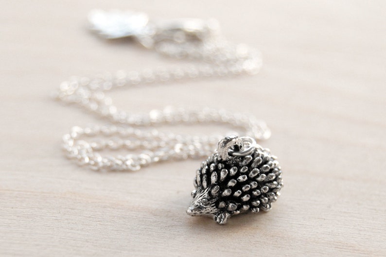 Adorable Teeny Tiny Forest Hedgehog Necklace Cute Silver Etsy