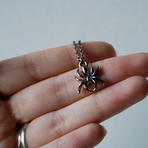 Spooky Spider Necklace Dark Silver Spider Pendant Cute Spider Charm Necklace image 5