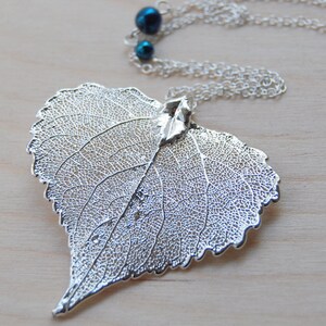 Medium Silver Cottonwood Leaf Necklace | REAL Cottonwood Leaf Pendant | Silver Heart Leaf Jewelry | Nature Jewelry