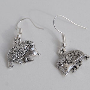 Curious Little Hedgehog Earrings | Silver Hedgehog | Cute Hedgehog Charm Earrings