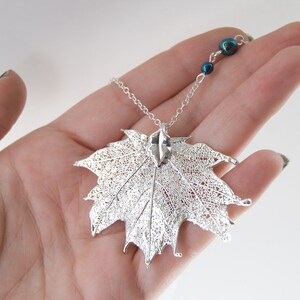 Medium Fallen Silver Maple Leaf Necklace Electroformed Jewelry Silver Maple Pendant Nature Jewelry REAL Maple Leaf Charm image 5