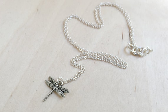 Tiny Dragonfly Necklace | Silver Dragonfly Charm Necklace | Cute Dragonfly Pendant