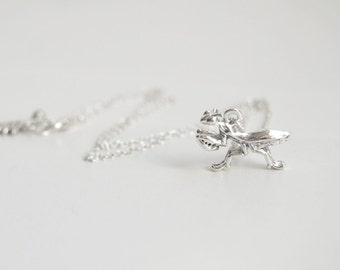 Praying Mantis Necklace | Teeny Tiny Silver Praying Mantis Charm Necklace | Cute Insect Bug Necklace