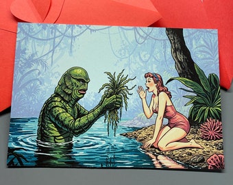 Creature From the Black Lagoon Anniversary Card with Heart Envelope