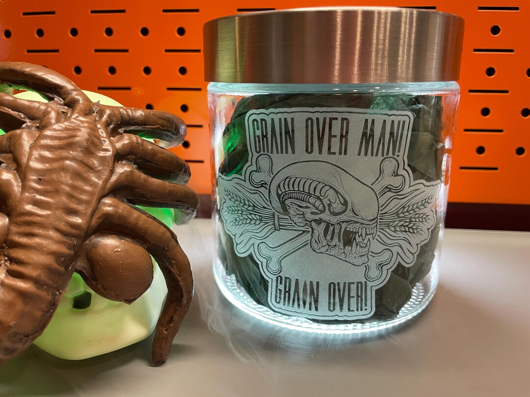 IMPROVED! Aliens Movie Etched Glass Jar: Horror Sci-fi Stash Jar - Etsy