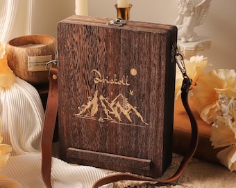 Personalized Retro Travel Easel Sketch Case, Custom Wooden Box, Writer's Messenger Storage Box, Outdoor Sketching Art Supplies Storage Case