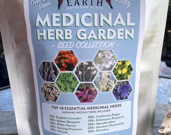 Medicinal Herb Seed Collection | 10 Heirloom Medicinal Herbs | Garden Gift | Apothecary Seed Kit |  Best Seller