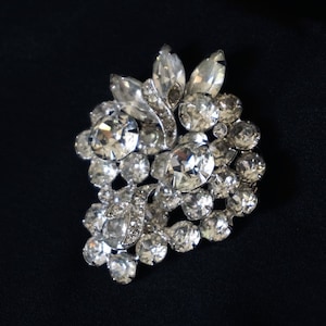 EISENBERG ICE Beautiful Vintage Brooch with Clusters of Clear and Smoky Rhinestones image 1