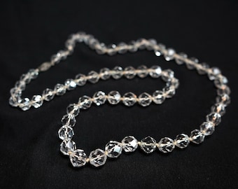 Bright and Sparkly Clear Glass Bead Vintage Necklace