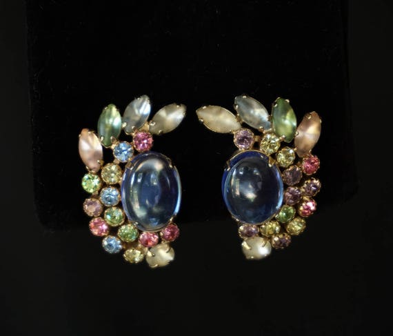 WEISS Pastel Pink, Green and Blue Vintage Rhinesto