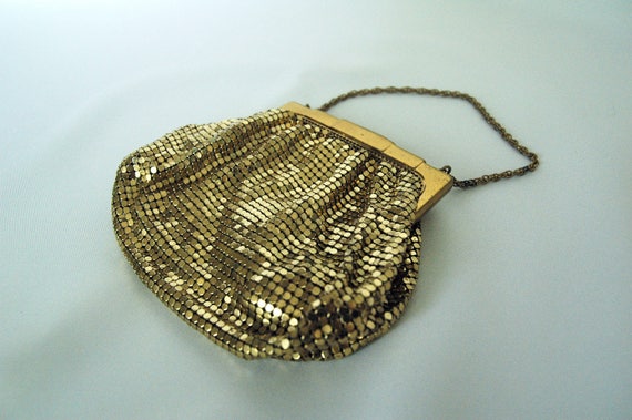 WHITING & DAVIS Vintage Gold Mesh Pouch Purse wit… - image 8