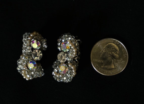 ROBERT Vintage Clip On Earrings with Clear and Au… - image 7