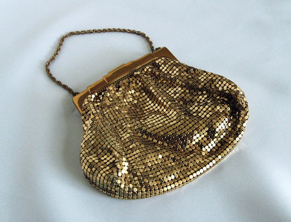 WHITING & DAVIS Vintage Gold Mesh Pouch Purse wit… - image 9