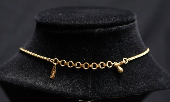 MONET Vintage Gold Metal Necklace with Curved Cen… - image 6